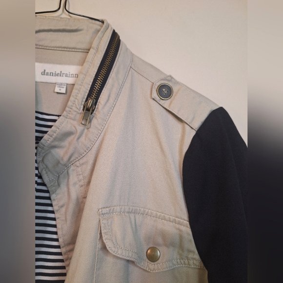 Anthropologie Daniel Rainn small beige black lightweight fall utility jacket - Picture 7 of 9